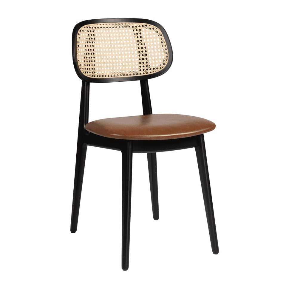 Relish Black Rattan Upholstered Side Chair
