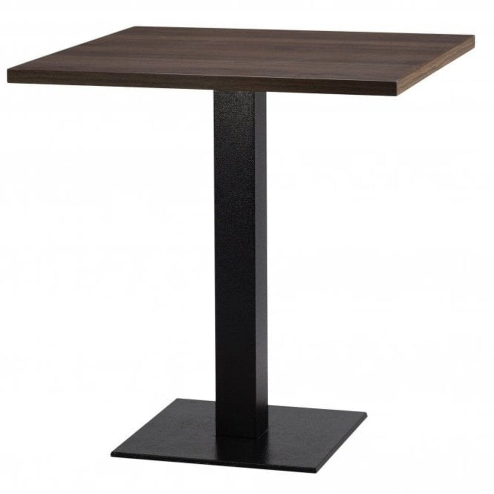 Figaro Metal Base Pedestal Square Table with Wood Top 600x600mm