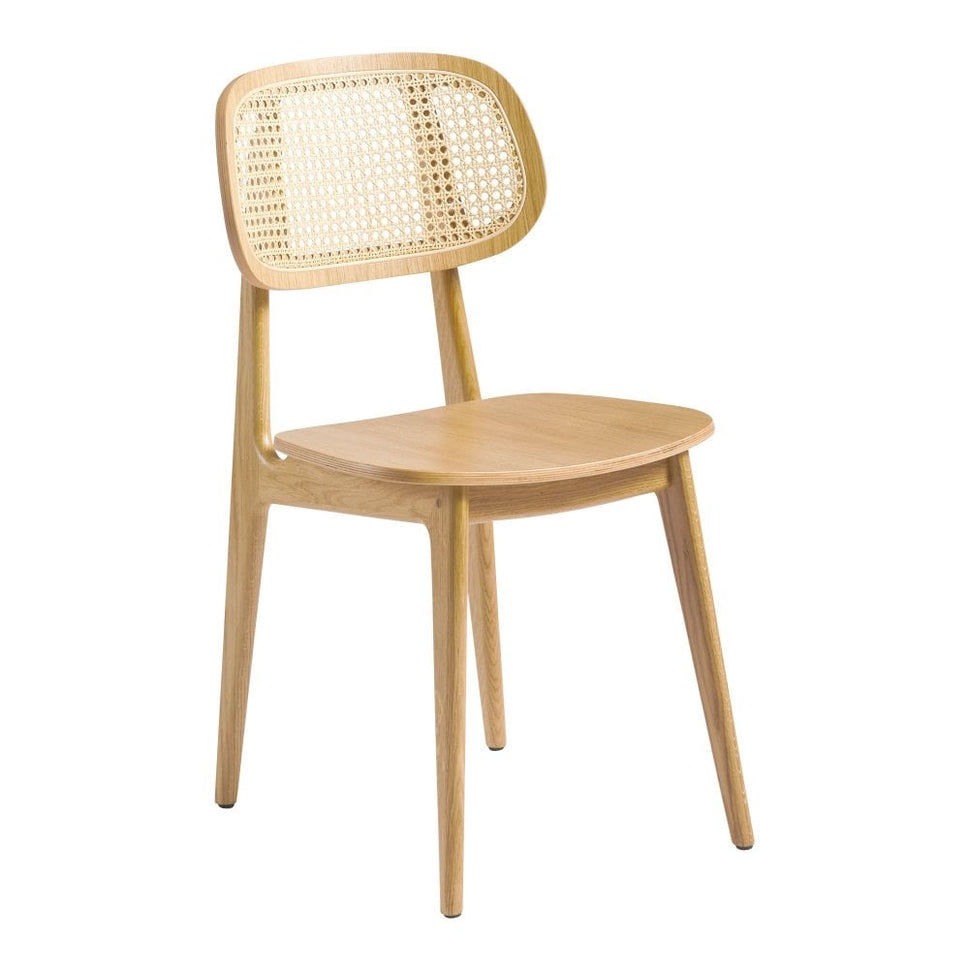 Relish Oak Rattan Upholstered Side Chair