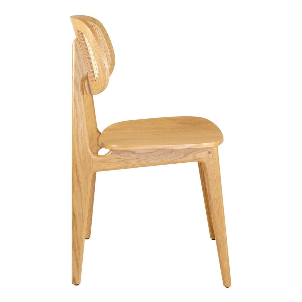 Relish Oak Rattan Upholstered Side Chair