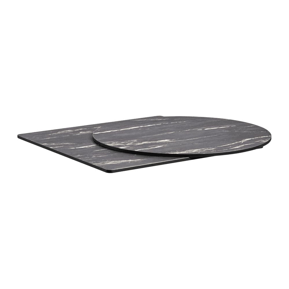 Black Marble Textured Outdoor Laminate Restaurant Table Top - 12mm