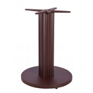 Switch The NrxTMH Jarrah Brown Round Self Levelling Table Base - Large - NOROCK features a brown metal build with a flat round bottom, sturdy column, four prongs for tabletop attachment, and advanced NOROCK technology for a stable dining experience. Plain white background. 2 image