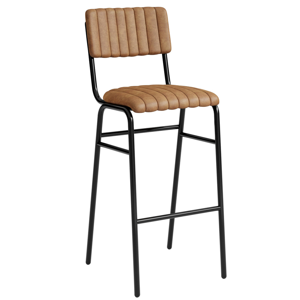 Derby Industrial Bar Stool - Faux Leather