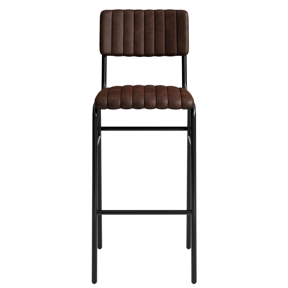 Derby Industrial Bar Stool - Faux Leather