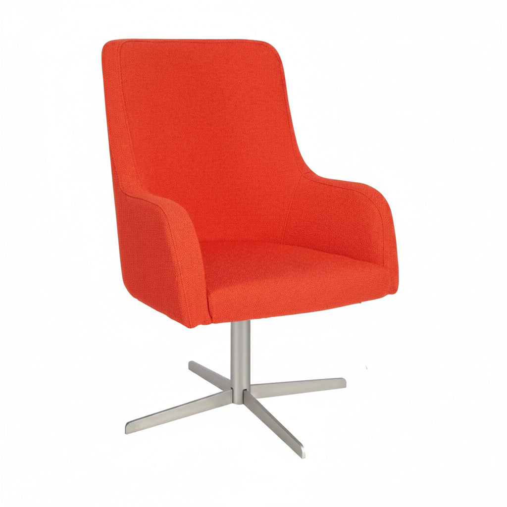 Huntington Highback Wooden Upholstered Swivel Armchair - Nickel