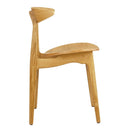 Switch The Carcher Oak Side Chair features a smooth light oak finish, curved backrest, and angled legs, shown from the side against a white background—perfect for contemporary interiors. 2 image