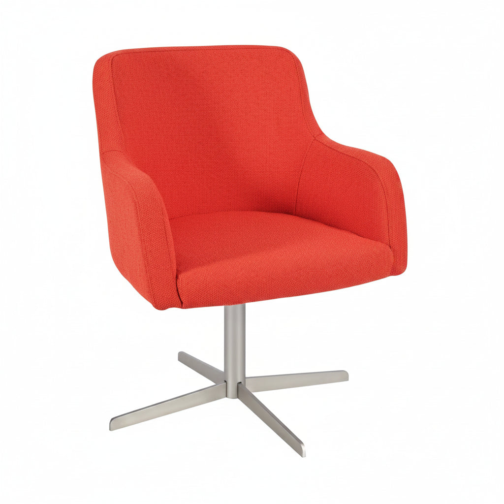 Huntington Wooden Upholstered Swivel Armchair - Nickel