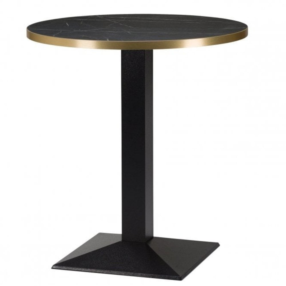 Amalfi Metal Base Pedestal Round Table with Wood Top 700mm