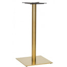 Switch The Midas Square Vintage Brass Table Base - Large features a gold-colored brass finish, a square flat bottom, a tall cylindrical column, and a black mounting plate for tabletop attachment. 3 image