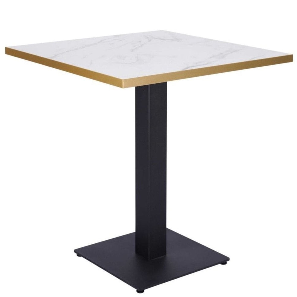 White Crystal Marble Gold Edge Laminate Restaurant Table Top - 25mm