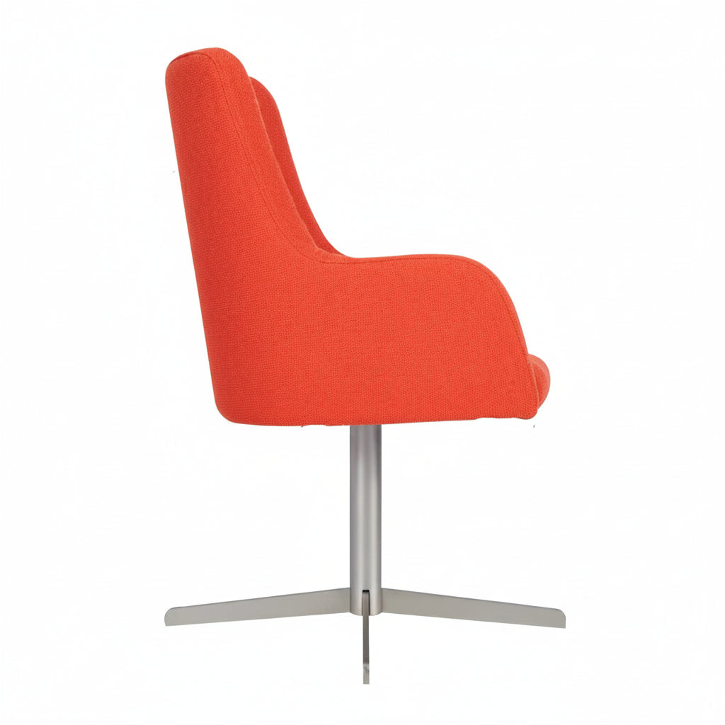 Huntington Highback Wooden Upholstered Swivel Armchair - Nickel