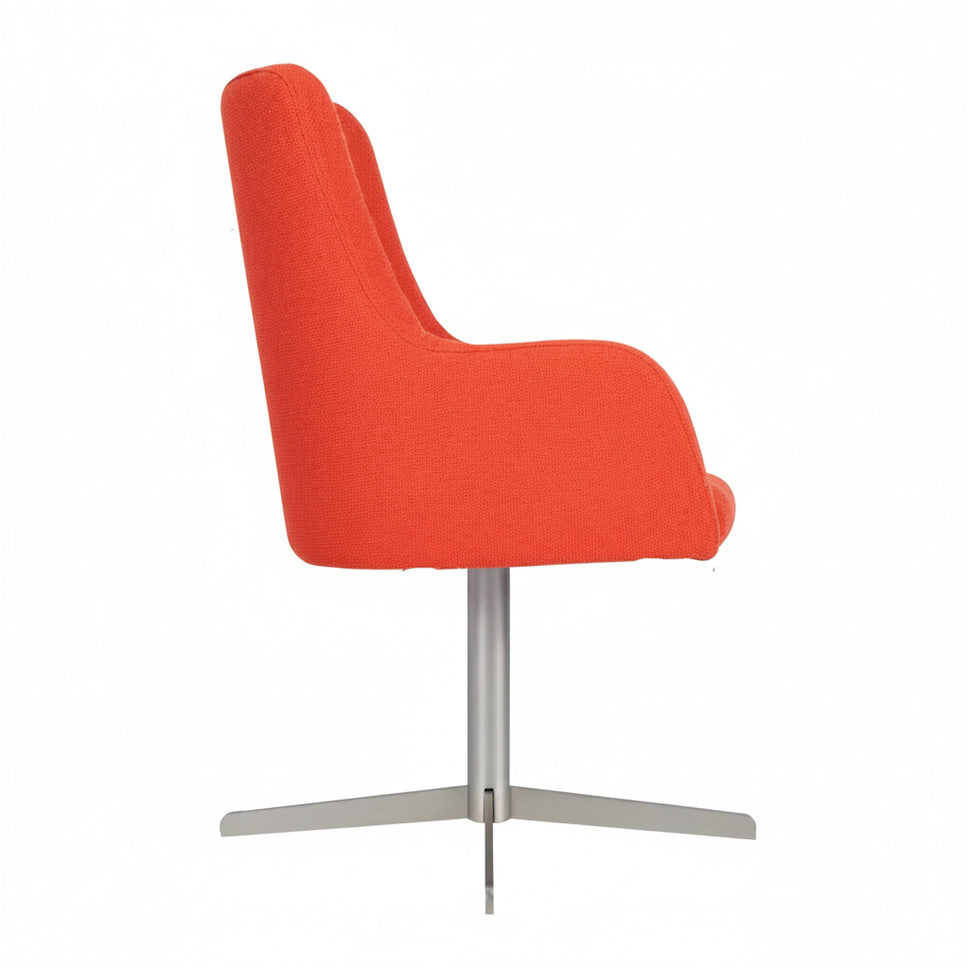 Huntington Highback Wooden Upholstered Swivel Armchair - Nickel
