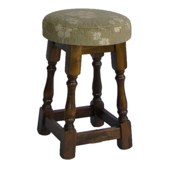Tudor Wooden Upholstered Low Stool