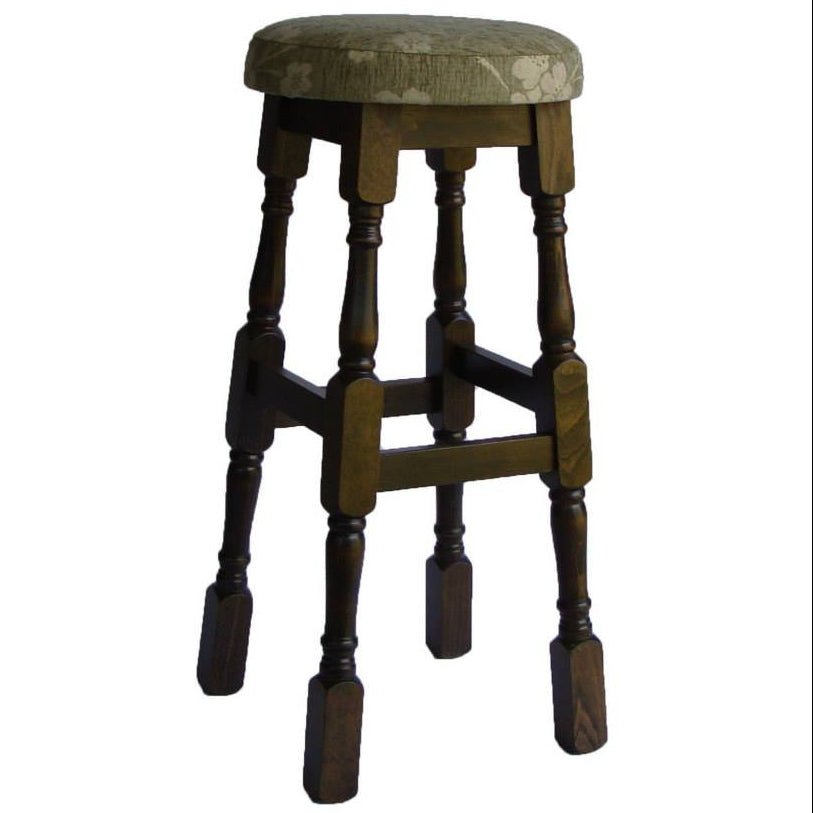 Tudor Wooden Upholstered High Stool