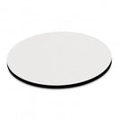 Switch The Chalk White Marble Outdoor Laminate Restaurant Table Top features a round, flat white surface with a black edge—stylish, scratch resistant, and perfect for high-pressure use in any outdoor commercial setting. 3 image