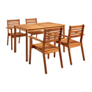 Switch The More Wooden Outdoor Table - Rectangular is a robinia wood outdoor dining set with a rectangular table and four matching slatted-back chairs, displayed on a white background. 2 image