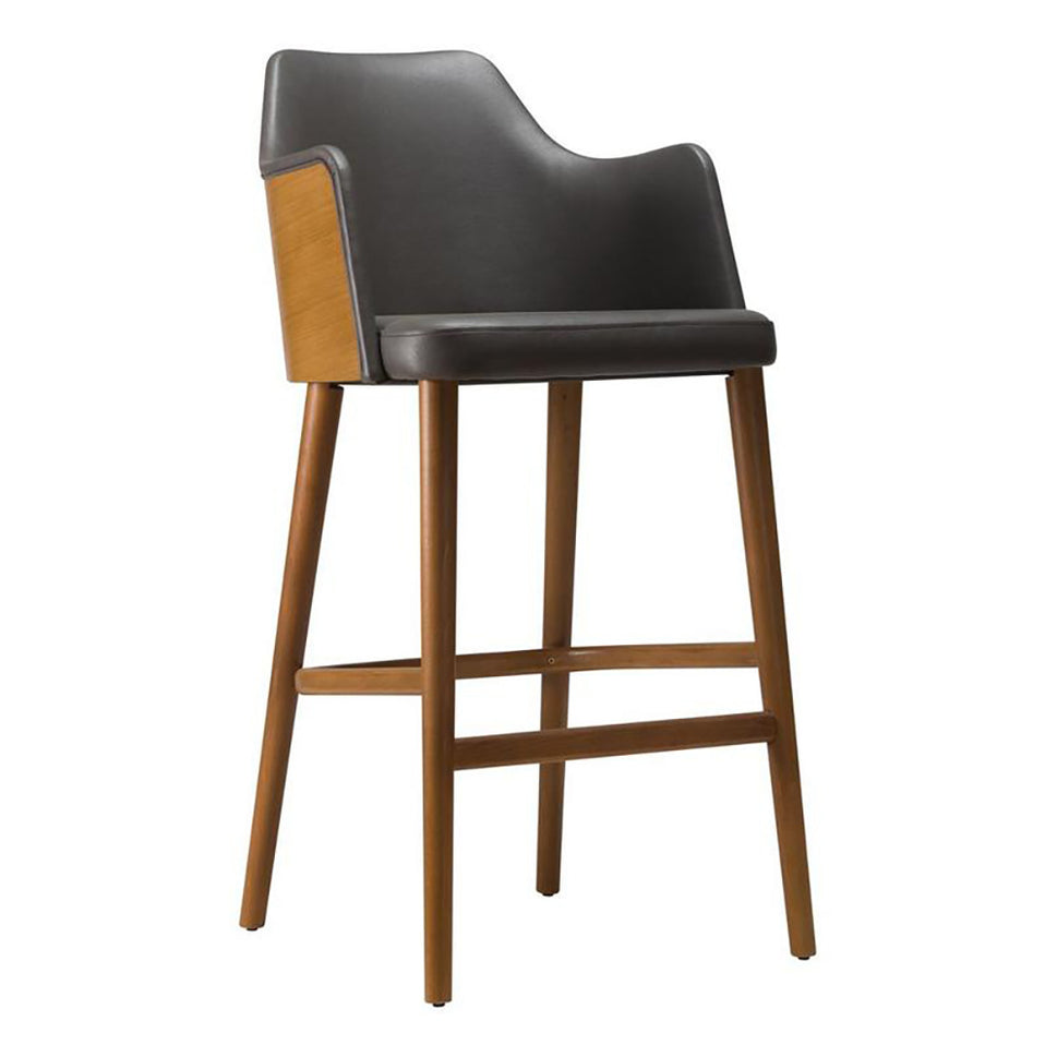 Wave Wooden Upholstered Bar Stool