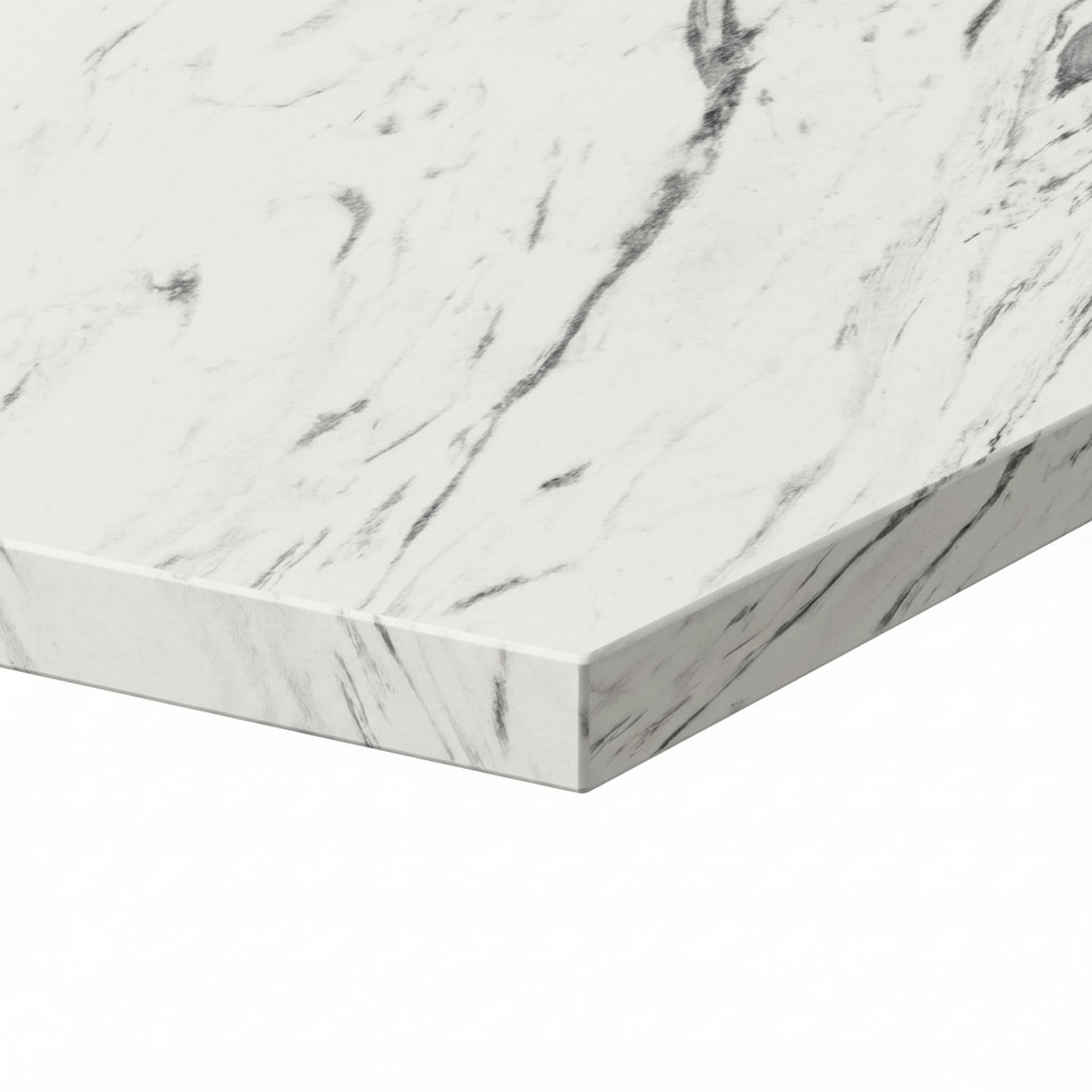 White Carrara Marble Laminate Table Top - 25mm