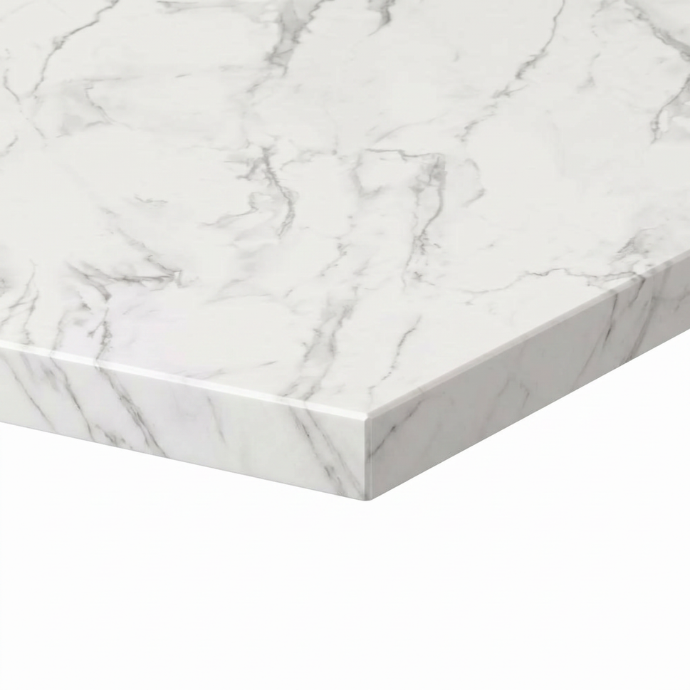 White Crystal Marble Restaurant Laminate Table Top - 25mm