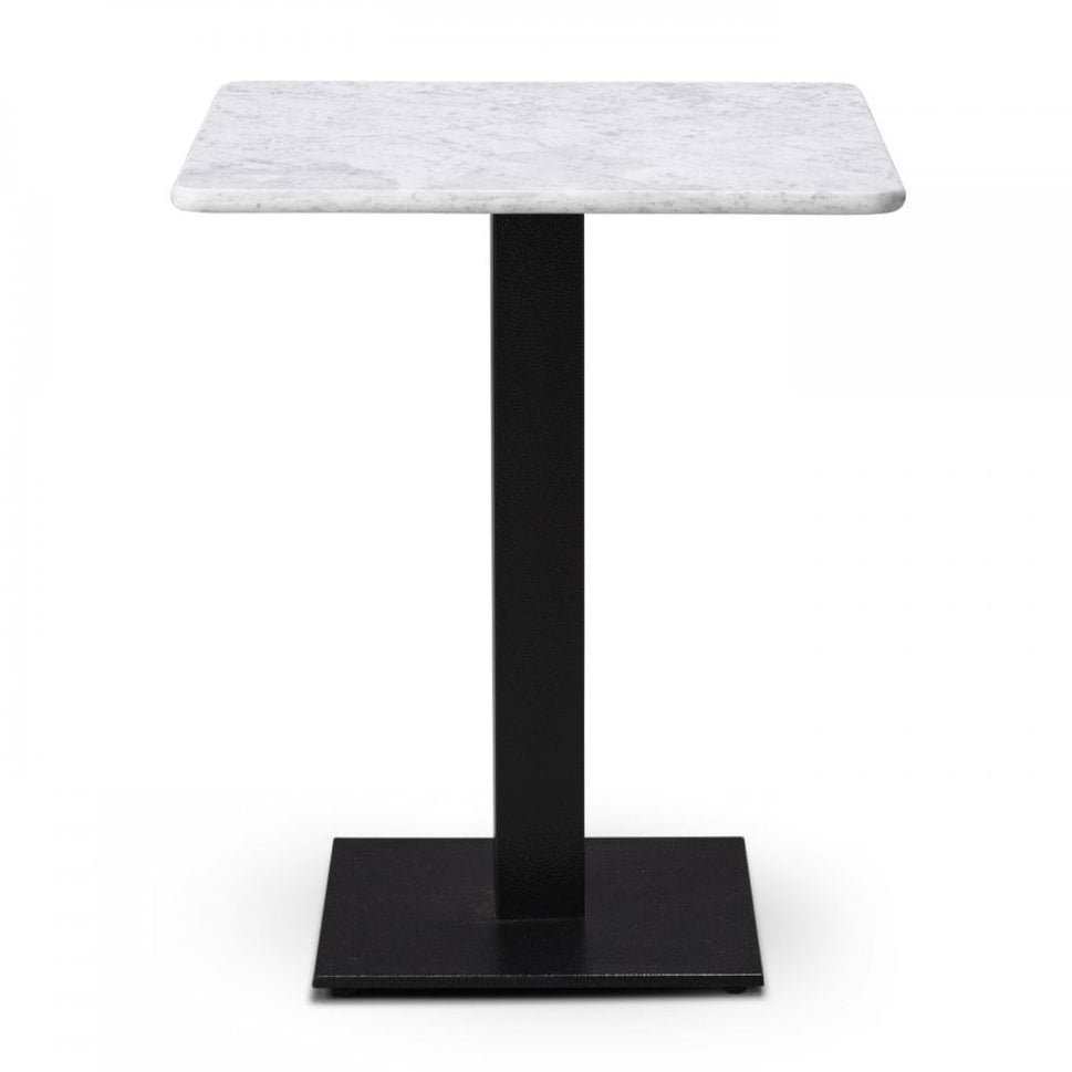 Mayan Metal Base Pedestal Square Table with White Marble Table Top 600x600mm