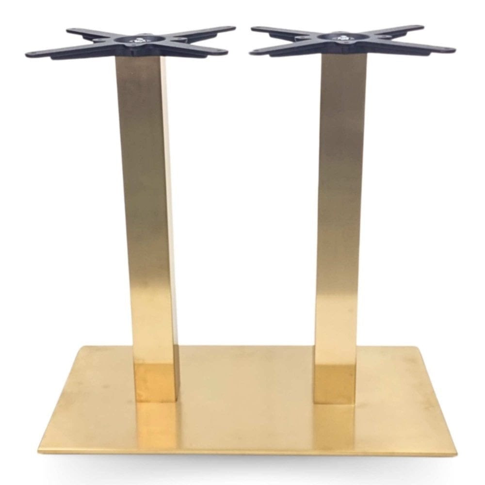 Cava Rectangular Champagne Gold Table Base - Twin Pedestal