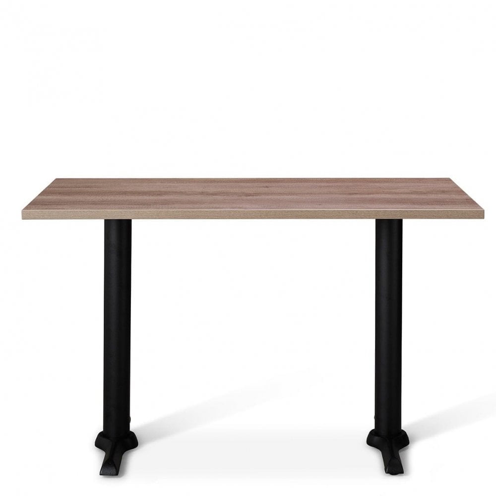 Zonda Metal Base Pedestal Rectangle Table with Wood Top 1200x700mm