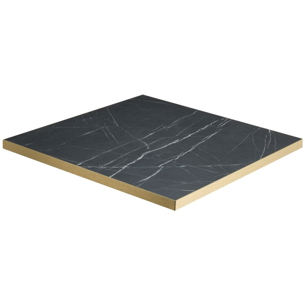 Black Marble - Gold Edge Restaurant Laminate Table Top - 25mm