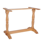 Switch A light natural wood table base or stand with turned legs and a stretcher bar, shown on a plain white background. 3 image