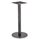 Switch The Profile Small Round Cast Iron Table Base features a black finish, round bottom plate, cylindrical support, and square mounting plate—perfect as a durable restaurant table base for securely attaching your tabletop. 1 image