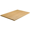 Switch The Lancaster Oak Laminate Restaurant Table Top - 25mm features a rectangular, light oak finish with visible wood grain. Its smooth surface is heat and scratch-resistant, making it ideal for restaurant use. Displayed against a white background. 3 image