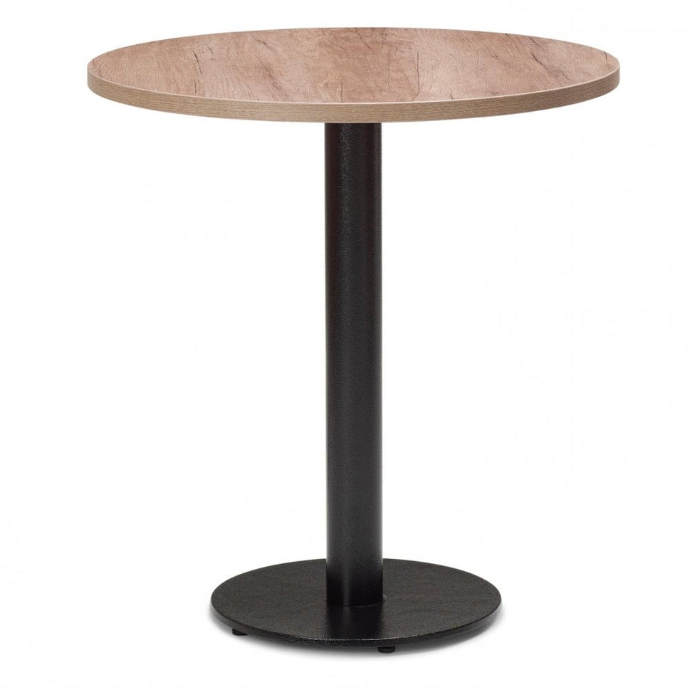 Bertone Metal Base Pedestal Round Table with Wood Top 700mm