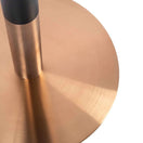 Switch Close-up of the Zeus Rose Gold Table Base - Small, featuring a warm rose gold finish on its circular, brushed metallic base with subtle radial textures and a vertical cylindrical pole attached. 2 image