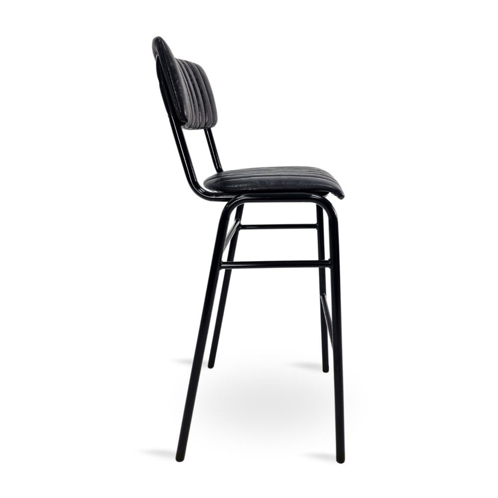 Derby Industrial Bar Stool - Faux Leather