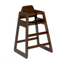 Switch The Bambino Kids Stacking Highchair is made of sturdy rubberwood with a dark brown finish, featuring a backrest, side supports, safety strap, and footrest—perfect for young children. 2 image