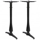 Switch The Manor Twin Leg Pedestal Candelabra Black Cast Iron Table Base features two elegant black pedestals with wide, sturdy feet and vertical columns, displayed side by side on a white background for a refined look. 2 image