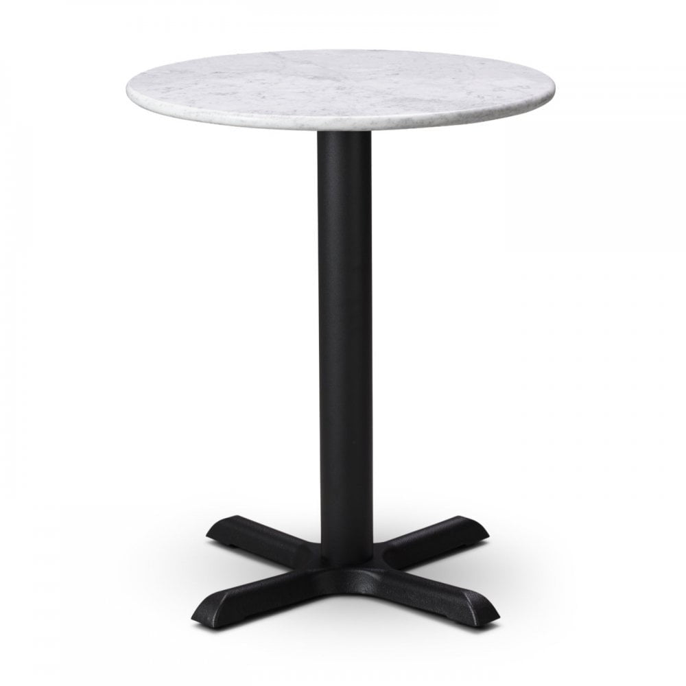 Lugano Metal Pedestal Table with White Marble Table Top 600mm