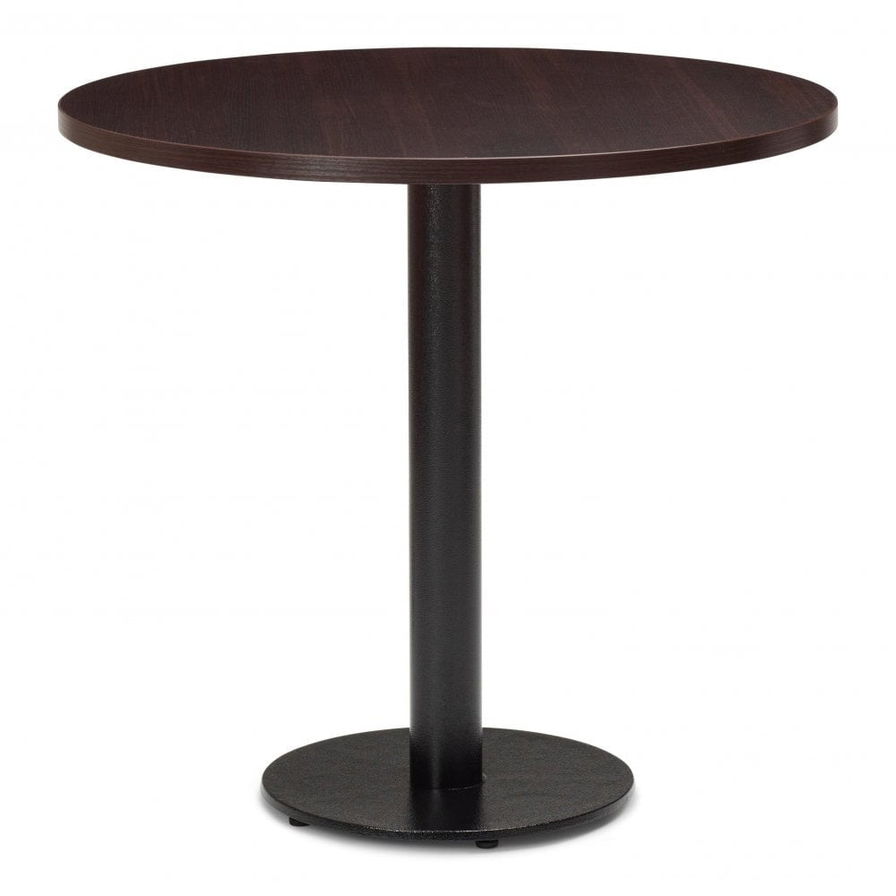Bertone Metal Base Pedestal Round Table with Wood Top 700mm
