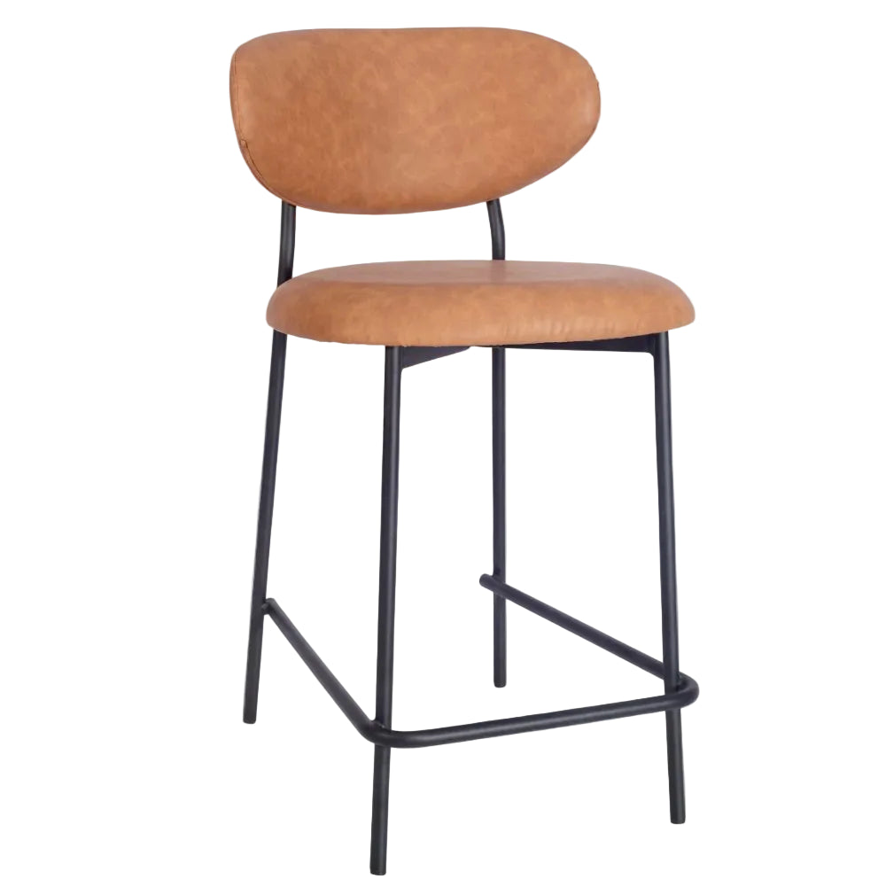 Joe Metal Stacking Tan Faux Leather Bar Stool