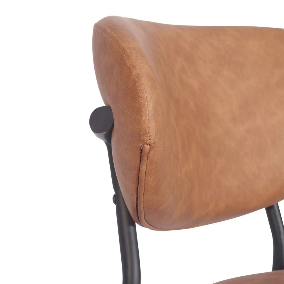 Joe Metal Stacking Tan Faux Leather Bar Stool