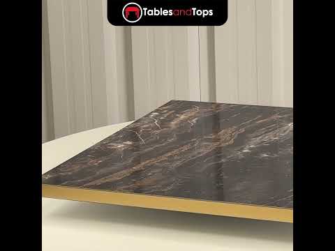 Black Gold Cappuccino Gloss Marble Laminate Restaurant Table Top - 25mm