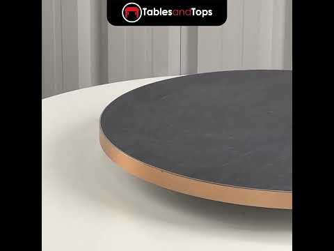 Cupria Slate Vintage Brass Edge Laminate Restaurant Table Top - 25mm