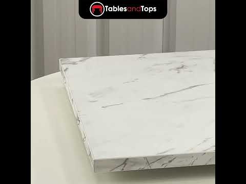 White Crystal Marble Laminate Restaurant Table Top - 25mm