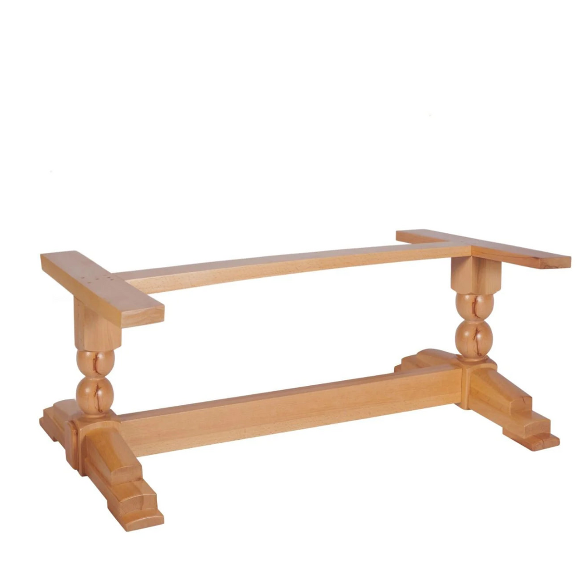 Sphere Twin Pedestal Solid Wood Table Base
