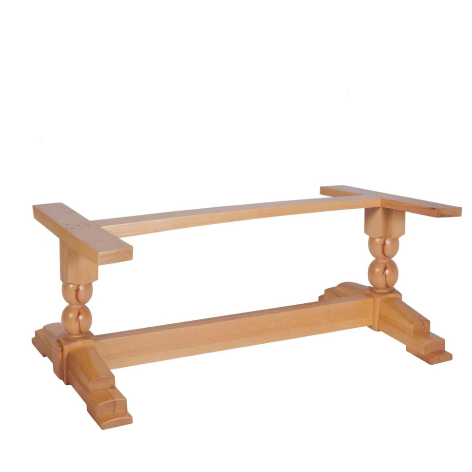 Sphere Twin Pedestal Solid Wood Table Base